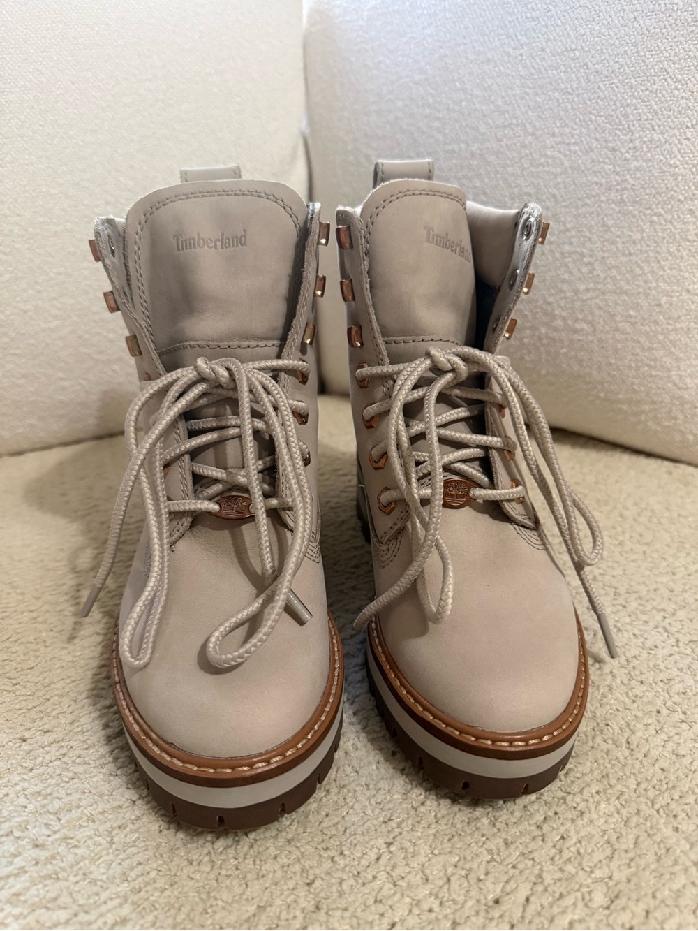 Timberland Women's Light Taupe Lace-Up Hiking Boots